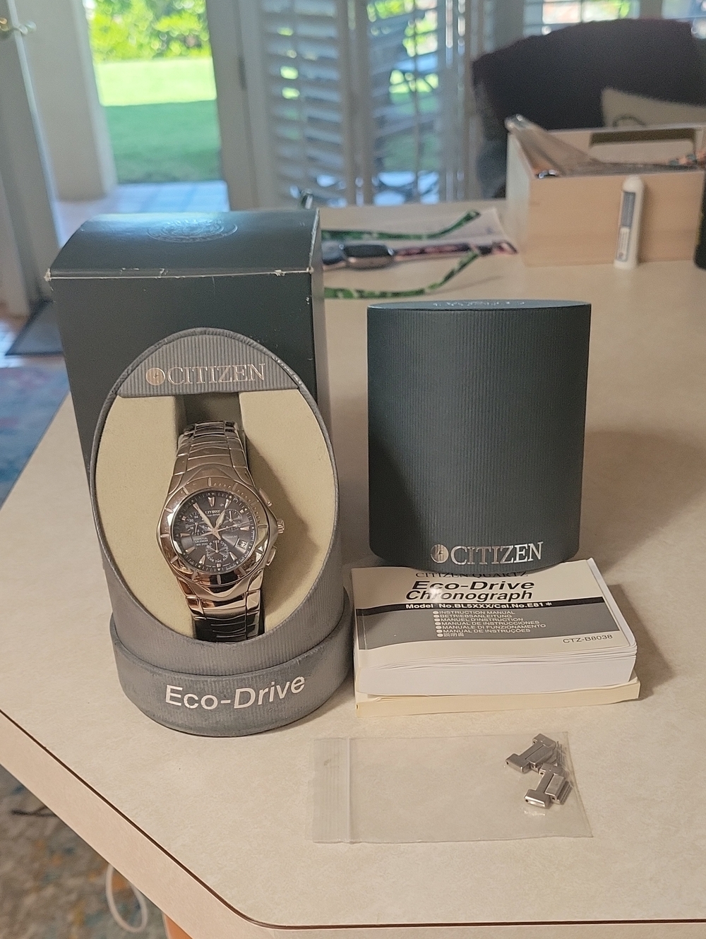 Citizen Men’s Silver and Black Eco-Drive Chronograph Watch